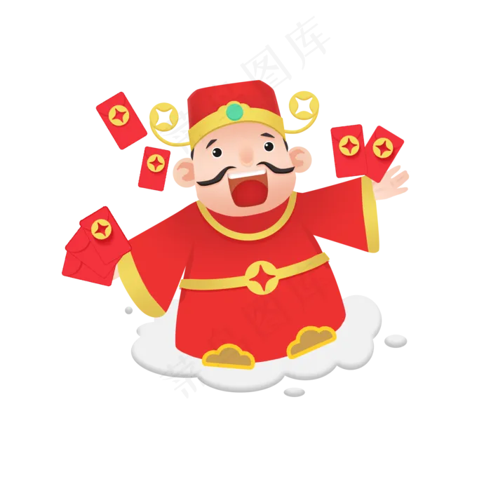 2020新春鼠年财神发红包,免抠元素