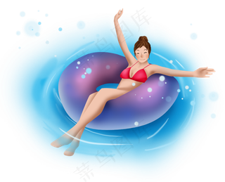 大暑手绘游泳的女孩