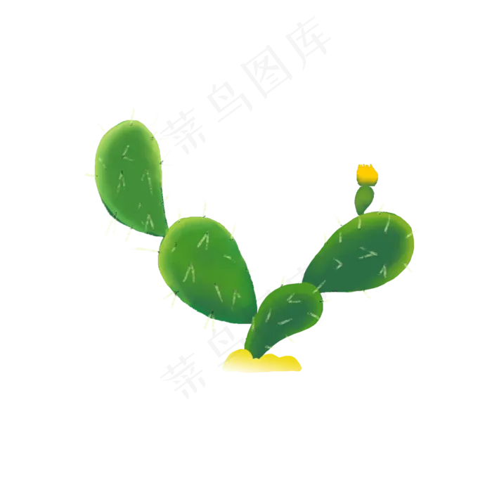 手绘绿色仙人掌植物商用素材,免抠元素