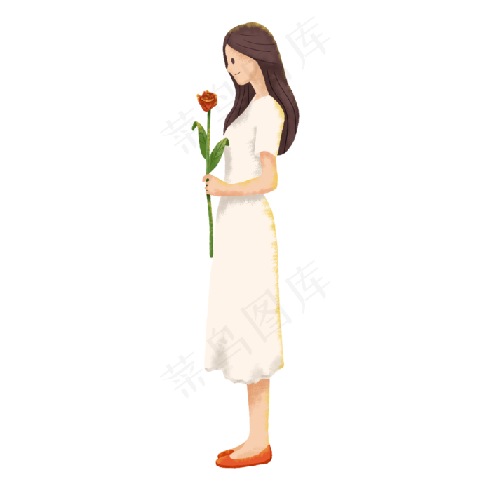 拿着玫瑰的女生(2000X2000(DPI:300))psd模版下载