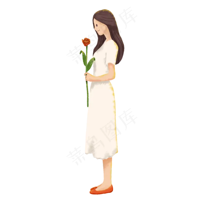 拿着玫瑰的女生(2000X2000(DPI:300))psd模版下载