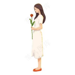 拿着玫瑰的女生