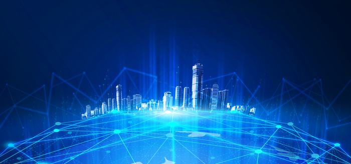 商务蓝色科技感城市背景
