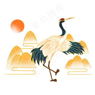 国潮浮世绘仙鹤素材