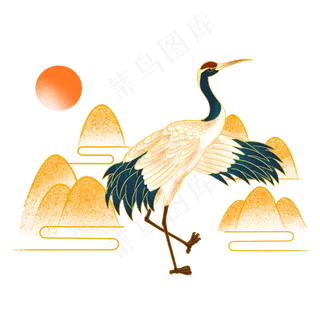 国潮浮世绘仙鹤素材