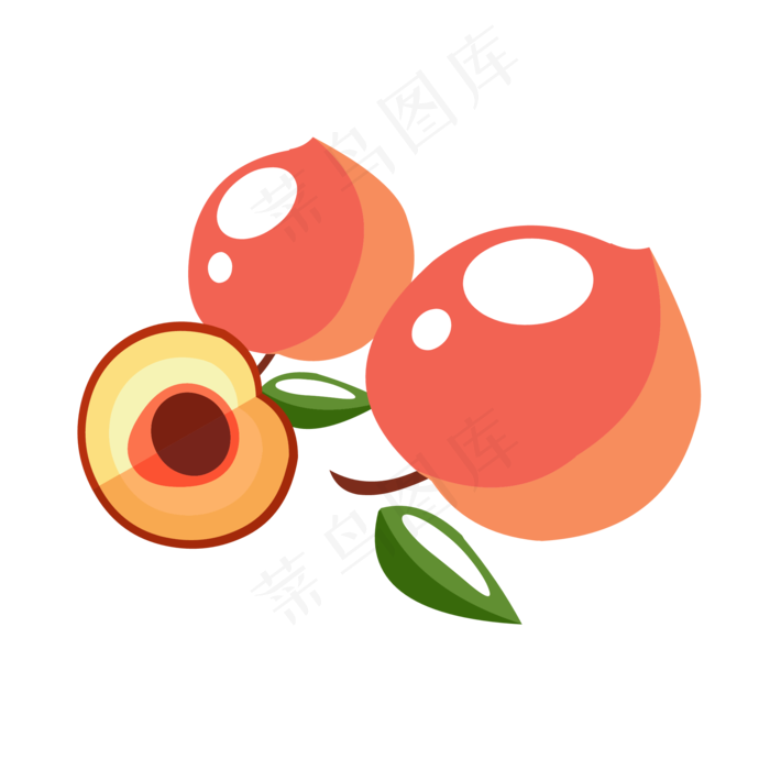 三个桃子(2000*2000px 300 dpi )ai矢量模版下载