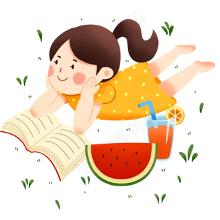 公园乘凉看书女孩