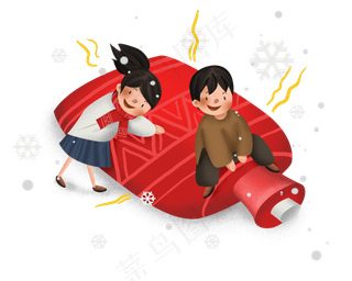 冬天保暖暖水袋和儿童,免抠元素