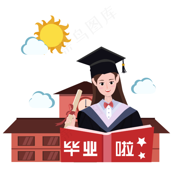 毕业季手拿证书的女大学生矢量图(4000X3000(DPI:762))ai矢量模版下载