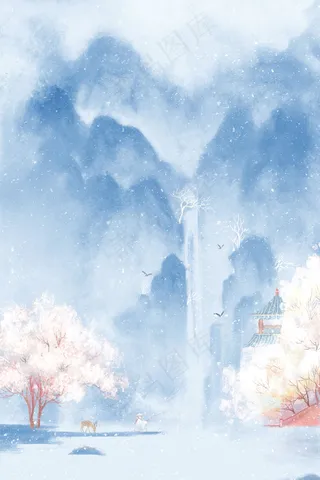 高山流水垂钓者立冬