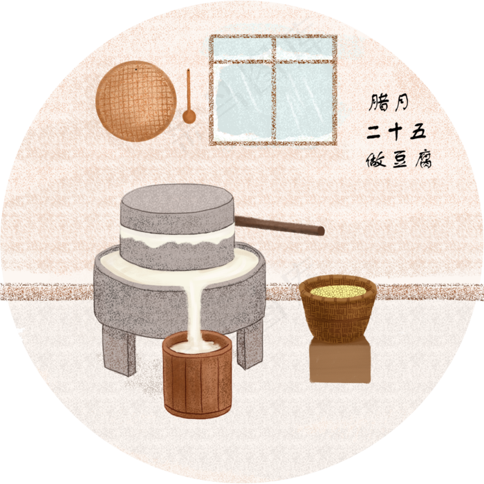 新年过年做豆腐磨豆腐,免抠元素(2000X2000(DPI:300))psd模版下载