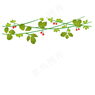 绿色藤蔓红色果子点缀免抠插图