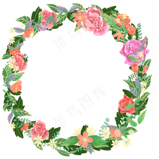 婚礼邀请花环玫瑰唯美装饰PNG