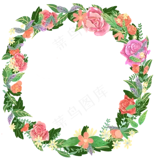 婚礼邀请花环玫瑰唯美装饰PNG