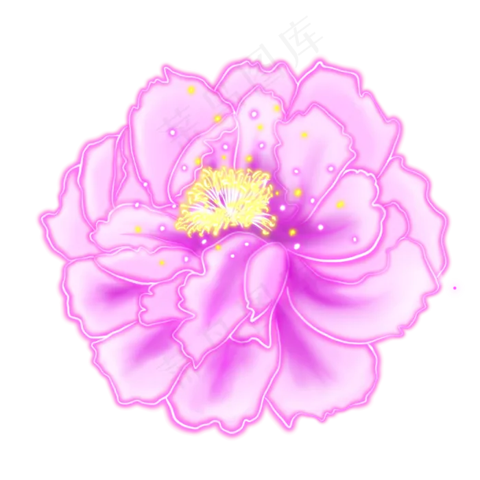 光感彩色荧光唯美牡丹,免抠元素(2000X2000(DPI:300))psd模版下载