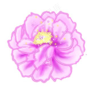 光感彩色荧光唯美牡丹,免抠元素
