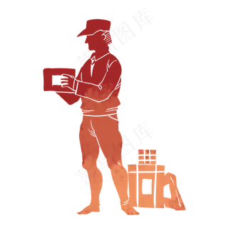 快递员剪影五一劳动节PNG素材,免抠元素