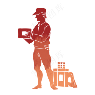 快递员剪影五一劳动节PNG素材,免抠元素