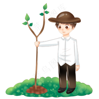 植树节种树的小男孩