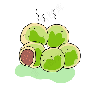 手绘春天场景传统节日清明节青团