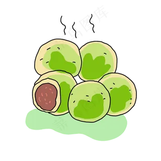 手绘春天场景传统节日清明节青团