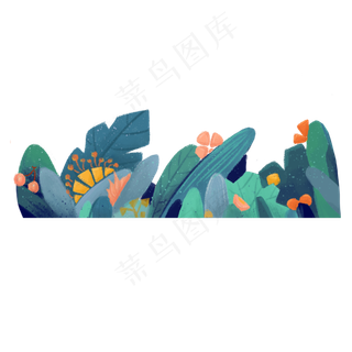 超级可爱手绘春日里的草丛