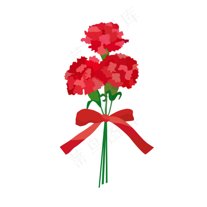 三朵手绘母亲节康乃馨免抠素材(2000*2000px 300 dpi )ai矢量模版下载