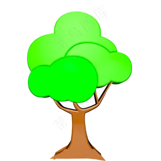 C4D立体绿色树木