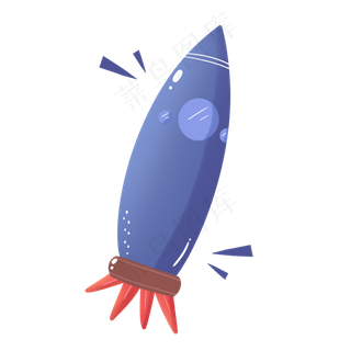 紫色卡通手绘六一儿童节装饰火箭