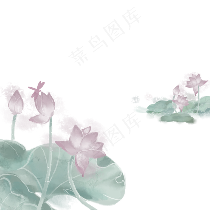 卡通手绘中国风荷花(2000X2000(DPI:300))psd模版下载
