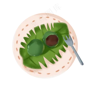 卡通清明节青团传统美食