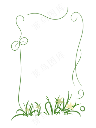 绿色不规则树叶手绘装饰边框