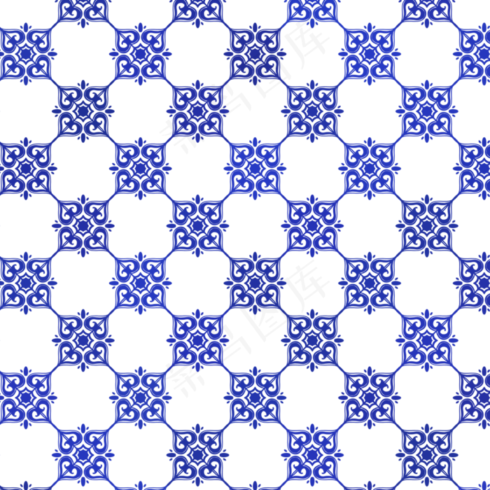青花瓷平铺图案(2000X2000(DPI:300))psd模版下载