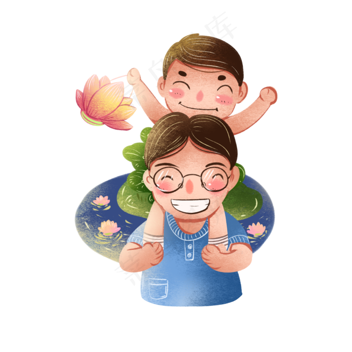 处暑花灯卡通风格