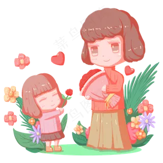 三八妇女节给妈妈送花女性人物