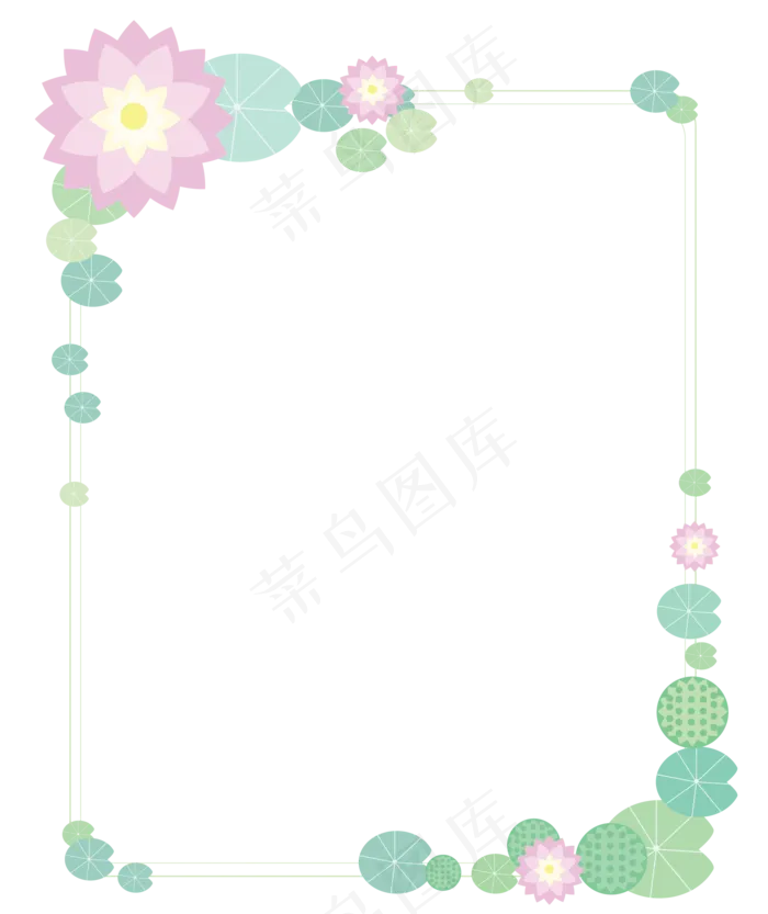 荷花植物边框(2100*2500px 300 dpi )ai矢量模版下载