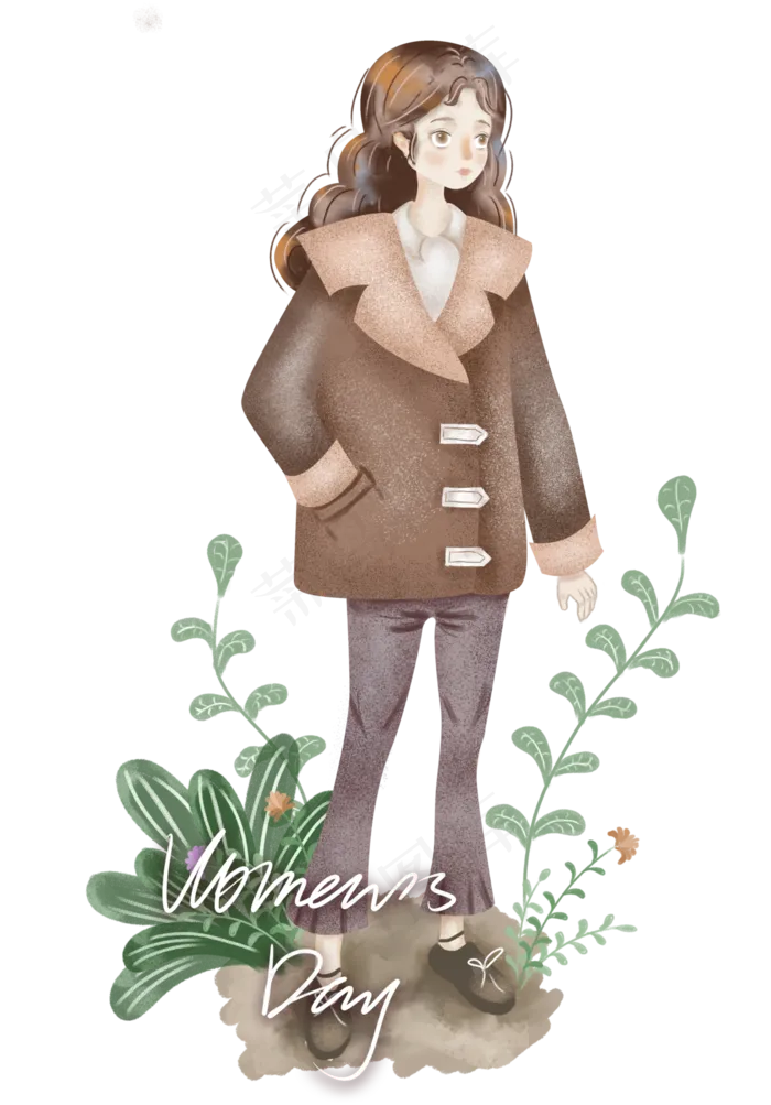 妇女节手绘卡通母亲形象,免抠元素(3000X4300(DPI:300))psd模版下载