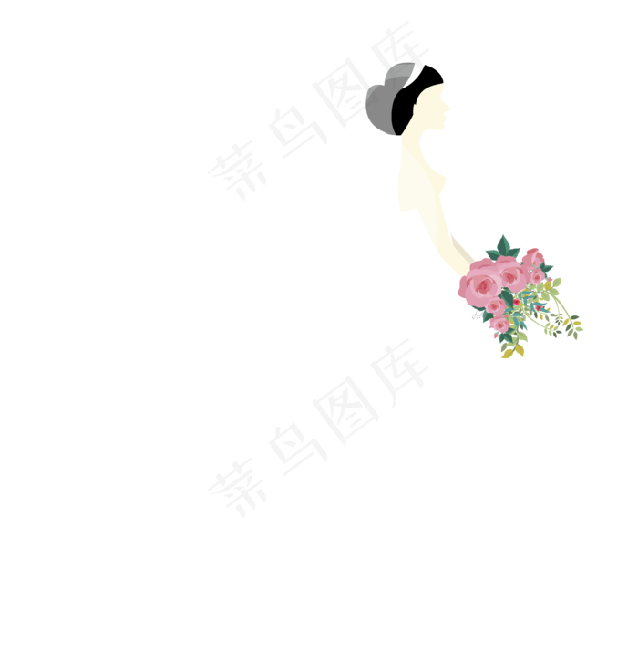 白色婚纱的新娘矢量免抠图(2000X2000(DPI:72))ai矢量模版下载