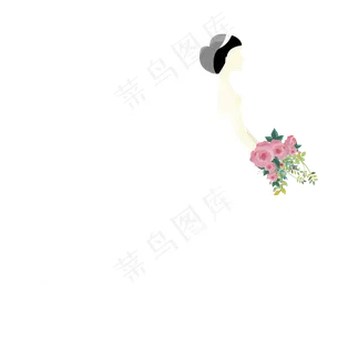 白色婚纱的新娘矢量免抠图