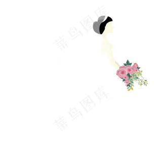 白色婚纱的新娘矢量免抠图
