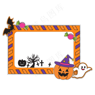 卡通万圣节边框指示牌装饰,免抠元素
