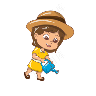 植树节浇水的女孩