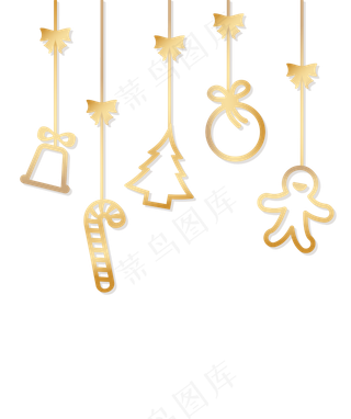 圣诞节日金色挂饰,免抠元素