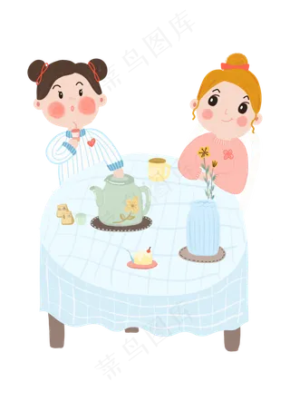 透明底png秋季午后养生茶会