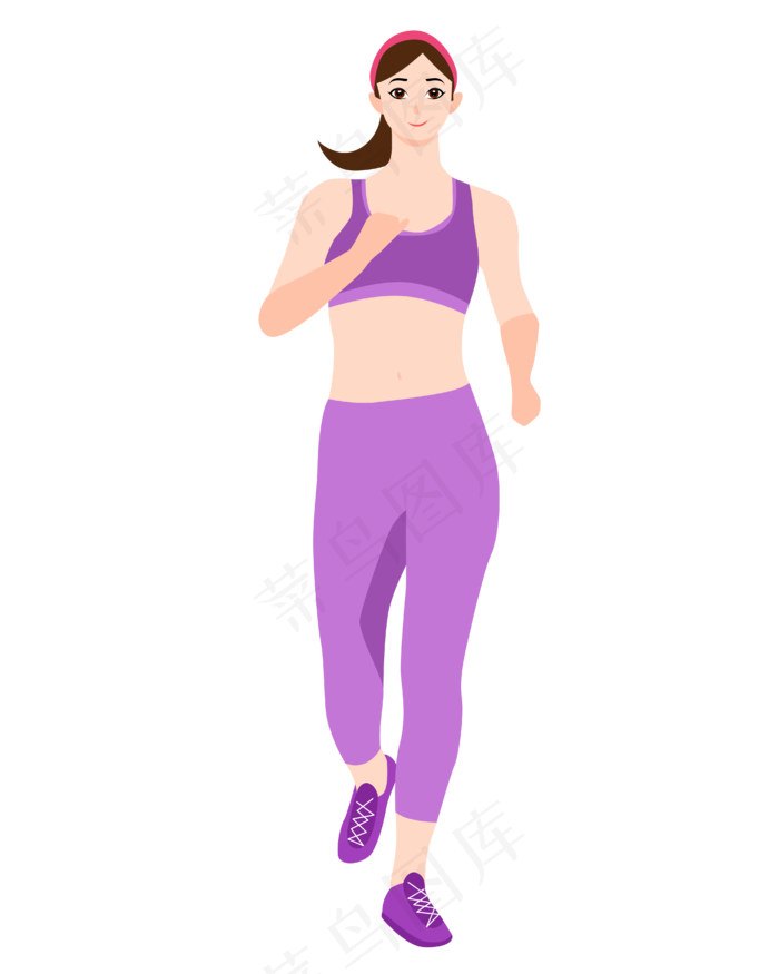矢量免扣卡通女孩跑步