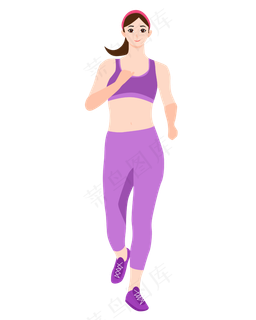 矢量免扣卡通女孩跑步