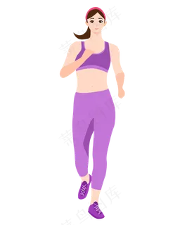 矢量免扣卡通女孩跑步