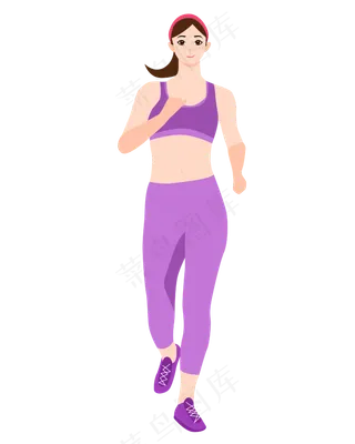 矢量免扣卡通女孩跑步