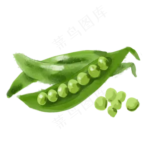 水彩小清新绿色蔬菜豌豆