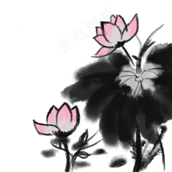 古风古典风格中国风水墨风荷花矢